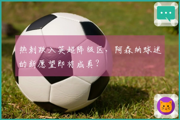 热刺跌入英超降级区，阿森纳球迷的新愿望即将成真？